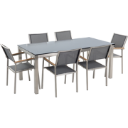 GROSSETO  - Tuinset voor 6 - Zwart/Grijs - Veiligheidsglas