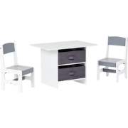 YALGOO - Kindertafel met stoelen - Grijs/Wit - MDF
