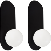 LEISI - Wandlampen set van 2 - Zwart - Opaalglas