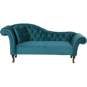 LATTES - Chaise longue - Blauwgroen - Linkerzijde - Fluweel
