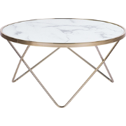 MERIDIAN II - Salontafel - Wit/Goud - Veiligheidsglas