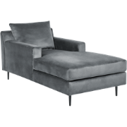 GUERET - Chaise longue - Grijs - Symmetrisch - Fluweel