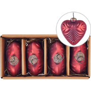 FERIABLE - Kerstballen set van 4 - Rood - Glas