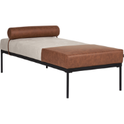 MALMOS - Chaise longue - Lichtbeige/Bruin - Kunstleer/Linnen
