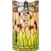 Lumilamp Wandlamp Tiffany Groen Bruin Glas Libelle