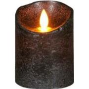 B.o.t. kaars wax rustiek bewegende vlam 7.5x10cm antraciet 3xaaa/timer