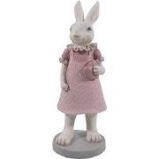 Clayre & Eef Beeld Konijn Wit Roze Polyresin