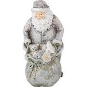 Clayre & Eef Beeld Kerstman Grijs Wit Kunststof