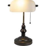 Lumilamp Bureaulamp Bankierslamp Wit Bruin Metaal