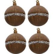 Clayre & Eef Kerstbal Set van 4 Bruin Glas