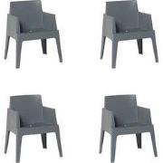 Box Tuinstoel Donkergrijs 4 stuks
