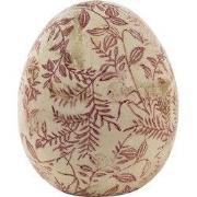 Clayre & Eef Beeld Ei Roze Beige Keramiek Bladeren