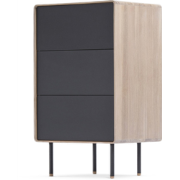 Fina drawer houten ladekast whitewash - met linoleum nero - 60 x 100 c...