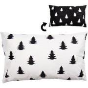Clayre & Eef Kussenhoes Wit Zwart Polyester Kerstboom