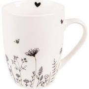 Clayre & Eef Mok Beige Zwart Porselein Bloemen