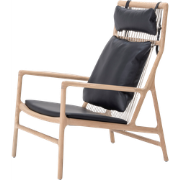 Dedo lounge chair whitewash eiken - dakar leather black zitting