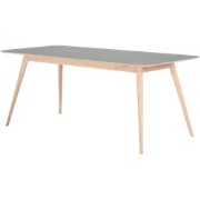 Stafa table houten eettafel whitewash - met linoleum tafelblad dark ol...