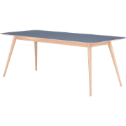 Stafa table houten eettafel whitewash - met linoleum tafelblad smokey ...