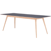 Stafa table houten eettafel whitewash - met linoleum tafelblad nero - ...