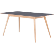 Stafa table houten eettafel whitewash - met linoleum tafelblad nero - ...