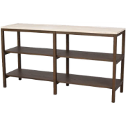 Orwel houten open kast met travertine blad - donker eiken - 140 cm