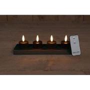 Set 4 St 3D Wick Inductive Rechargeable Black Tealight