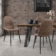 Eetkamerstoel set van 4 met rugleuning Bruine keukenstoel met kunstled...