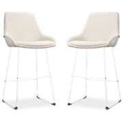 Nino-Isa barkruk bouclé beige - wit onderstel - 75 cm - set van 2