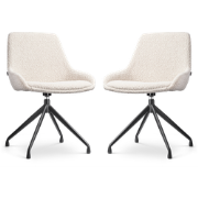 Nola-Isa draaibare eetkamerstoel bouclé beige - zwart onderstel - set ...