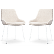 Nora-Isa eetkamerstoel bouclé beige - wit onderstel - set van 2