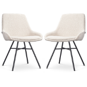 Noa-Isa eetkamerstoel bouclé beige - zwart onderstel - set van 2