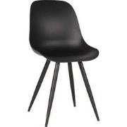 LABEL51 Eetkamerstoel Monza - Zwart - Kunststof - Zwart Metalen Frame