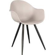 LABEL51 Eetkamerstoel Luca - Zand - Kunststof - Zwart Metalen Frame