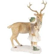 Clayre & Eef Kerstdecoratie Beeld Meisje Bruin Polyresin