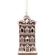 Clayre & Eef Kersthanger met LED Gingerbread house Bruin Polyresin