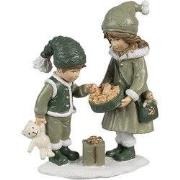 Clayre & Eef Decoratie Beeld Kinderen Groen Polyresin