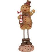 Clayre & Eef Kerstdecoratie Beeld Gingerbread man Bruin Polyresin
