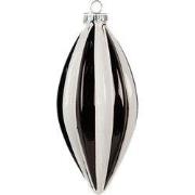 Clayre & Eef Kerstbal Zwart Wit Glas