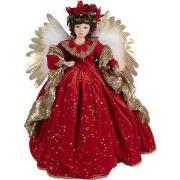 Clayre & Eef Kerstdecoratie Beeld Engel Rood Kunststof