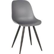 LABEL51 Eetkamerstoel Monza - Antraciet - Kunststof - Zwart Metalen Fr...