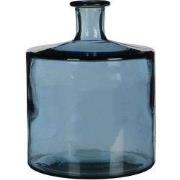 Mica Decorations Guan Vaas Fles - H28 x Ø21 cm - Glas - Blauw