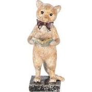 Clayre & Eef Decoratie Beeld Kat Beige Goudkleurig Kunststof