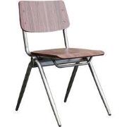 LABEL51 Eetkamerstoel Solid - Donkerbruin - Hout - Old Gun Metalen Fra...