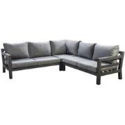 Loungeset Midori hoekset Donkergrijs frame, Grijze kussens