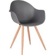 LABEL51 Eetkamerstoel Parma - Antraciet - Kunststof - Naturel Houtlook...
