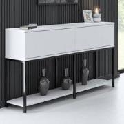 Modern Dressoir Wit Lord  150x30x80 - Zwart Frame - Twee Vakken