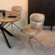 LABEL51 Eetkamerstoel Thorben - Forest - Microvezel - Taupe Metalen Fr...