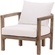 Elio acacia houten tuin lounge fauteuil naturel - met witte zitkussens