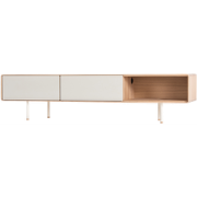 Fina lowboard houten tv meubel whitewash - met mushroom linoleum - 160...