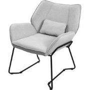 Woonkamer fauteuil loungestoel lichtgrijs met rugkussen tot 120 kilogr...